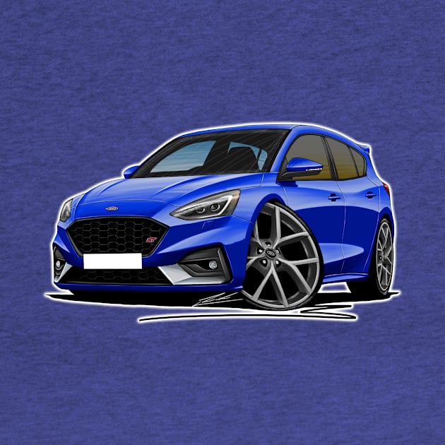 Ford Focus (Mk4) ST Blue Car Caricature by y30man5